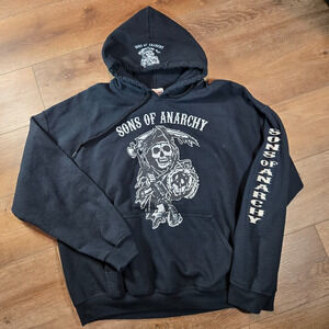 Sons of Anarchy Reaper Hoodie Mens XL Black SOA Biker Full Zip Streetwear
